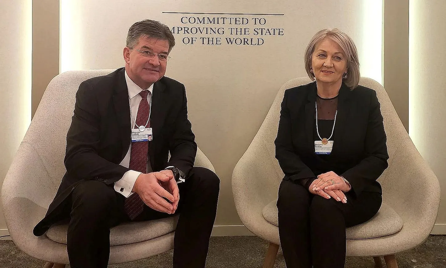 Newly-Appointed Chairwoman Krišto Met with Lajčák in Davos