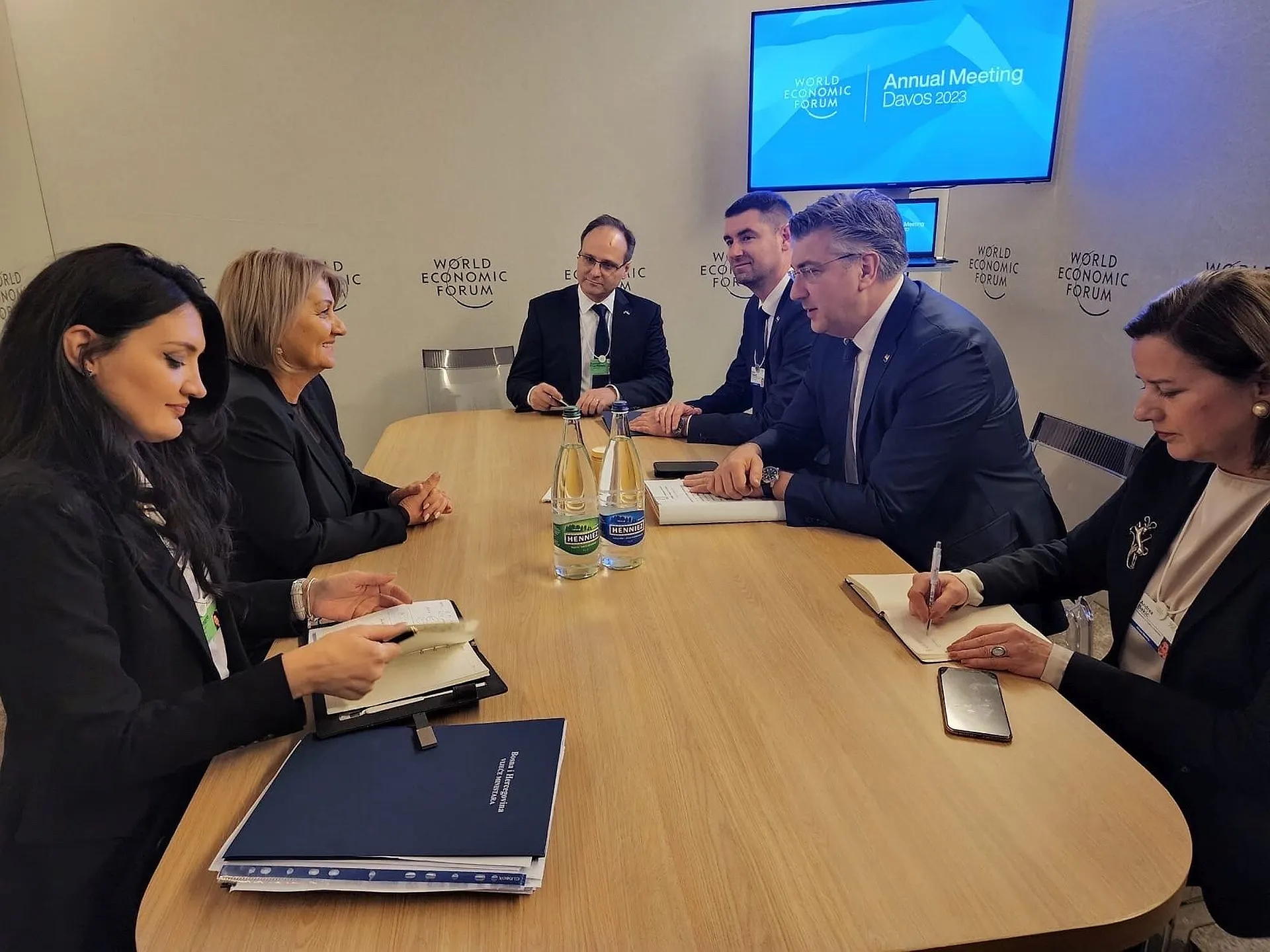 Bilateral Meeting o Newly-Appointed Chairwoman of Council of Ministers of BIH Krišto with Prime Minister of Republic of Croatia Plenković at World Economic Forum in Davos