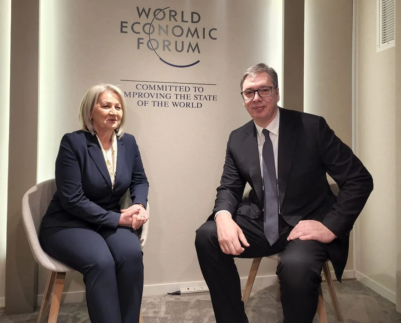 Chairwoman Krišto with President Vučić in Davos