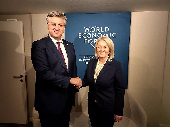 Chairwoman Krišto with Prime Minister Plenković in Davos