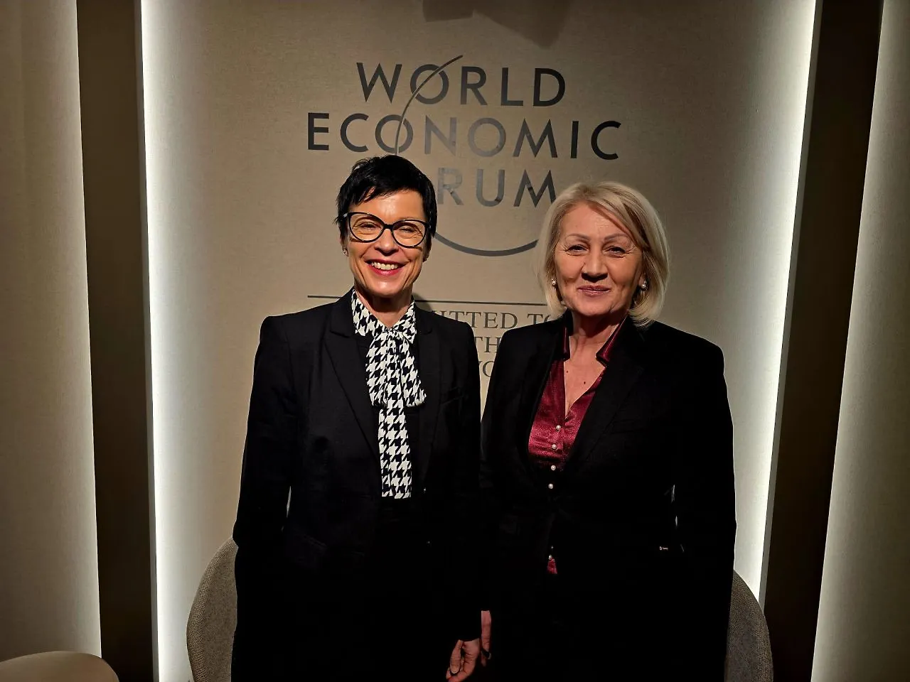 Chairwoman of Council of Ministers of BIH Borjana Krišto at Meting in Davos with EU Commissioner for Neighbourhood and Enlargement Marta Kos