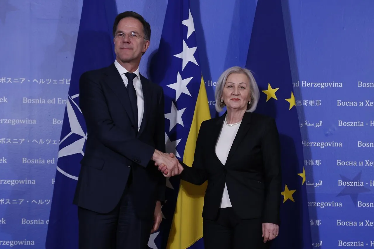 
Chairwoman of the Council of Ministers of BIH Borjana Krišto and Secretary-General of North-Atlantic Alliance mark Rutte in Meeting 

