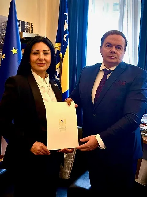 Novoimenovana ambasadorica Države Palestine u Bosni i Hercegovini Sylvie Kharoof predala kopije akreditivnih pisama