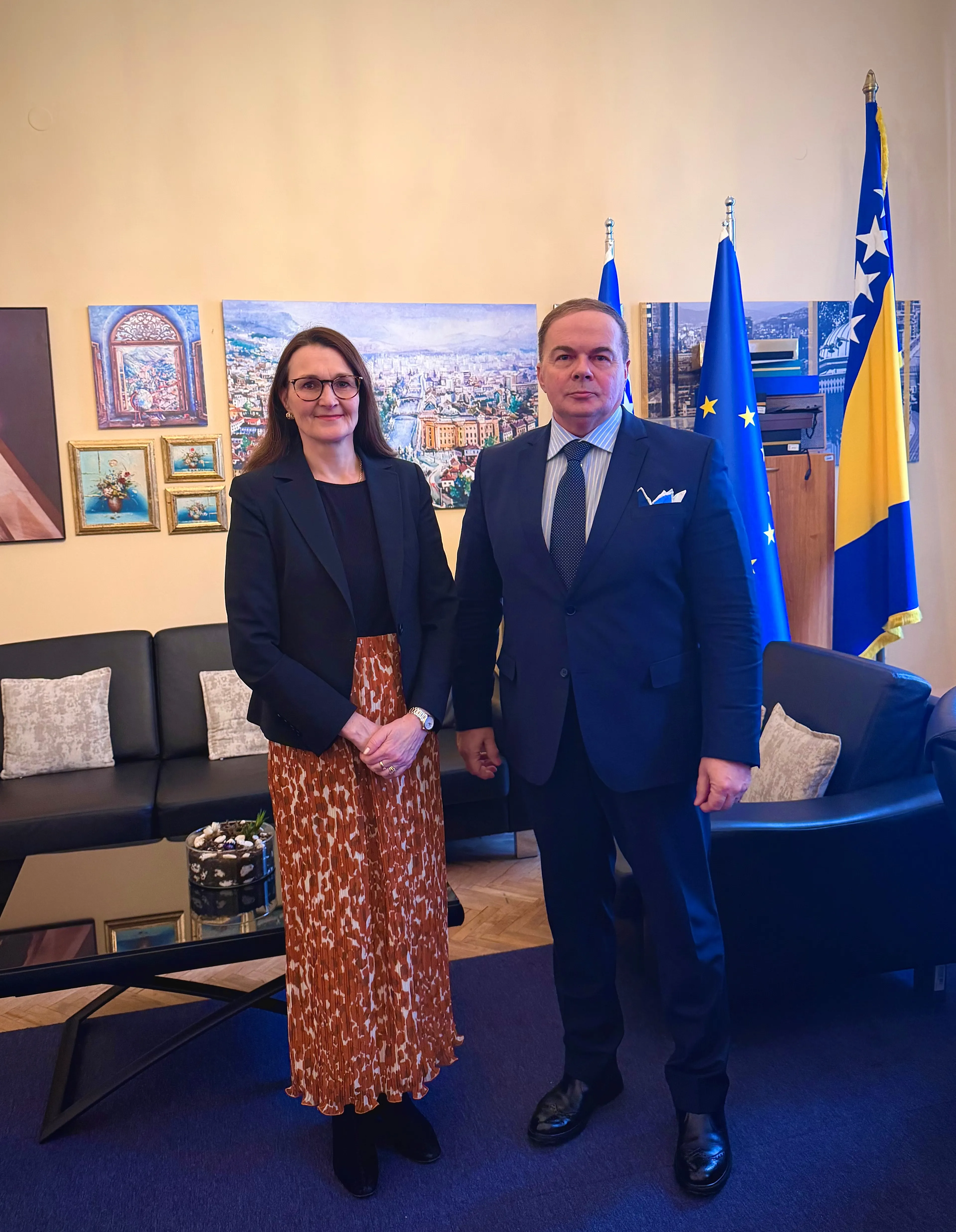 Novoimenovana ambasadorica Republike Finske za Bosnu i Hercegovinu sa sjedištem u Zagrebu Sirpe Oksanen predala kopije akreditivnih pisama