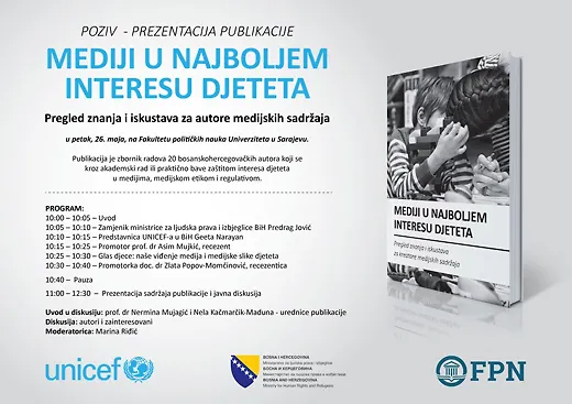 Najava događaja - Mediji u najboljem interesu djeteta - petak - FPN - 9:45
