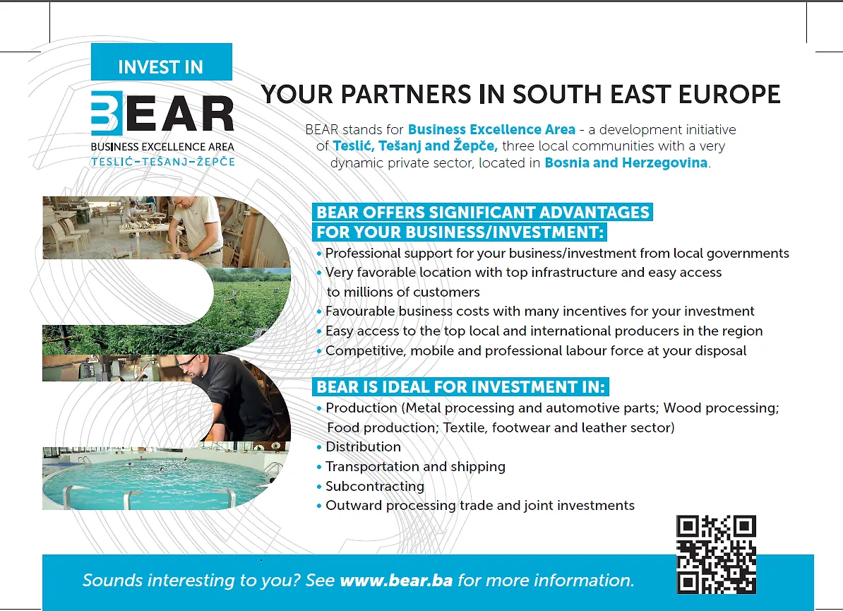 PODRUČJE OPĆINA TEŠANJ, TESLIĆ I ŽEPČE (BEAR) MEĐU TOP 10 NAJBOLJIH EUROPSKIH INVESTICIJSKIH LOKACIJA