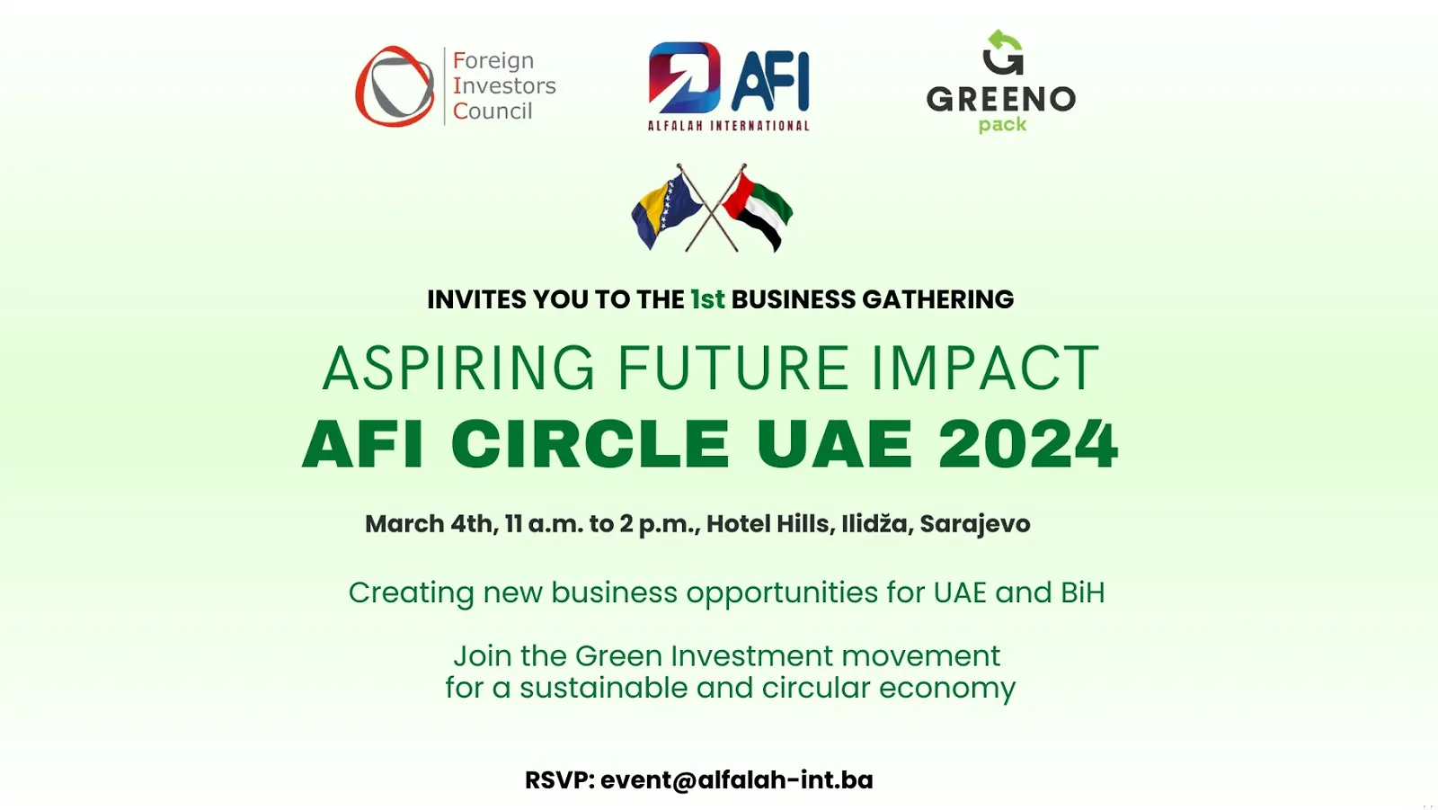 UAE - B&H 1st Business Gathering: ASPIRING FUTURE IMPACT - AFI CIRCLE UAE 2024
