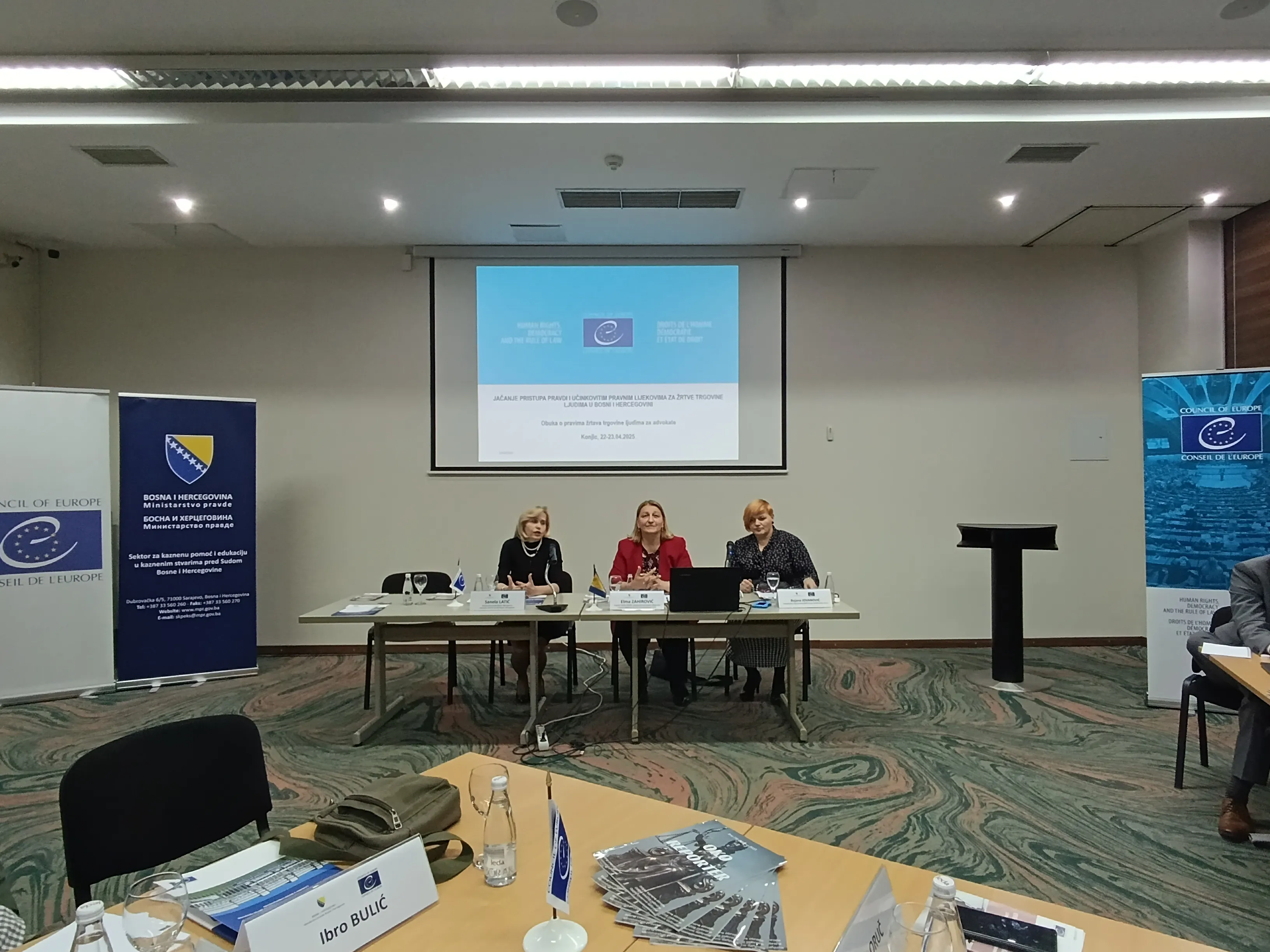 Održana obuka u organizaciji Vijeća Evrope i Ministarstva pravde BiH: “Jačanje pristupa pravdi i učinkovitim pravnim lijekovima za žrtve trgovine ljudima u Bosni i Hercegovini”  