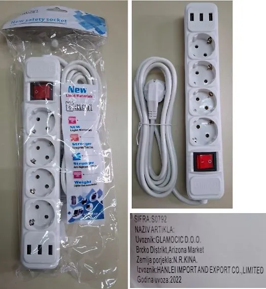 Produžni kabl sa četiri utičnice Arkgiacl, tip 003