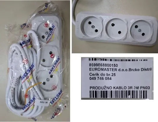 Produžni kabl sa tri utičnice Megan, nepoznatog tipa