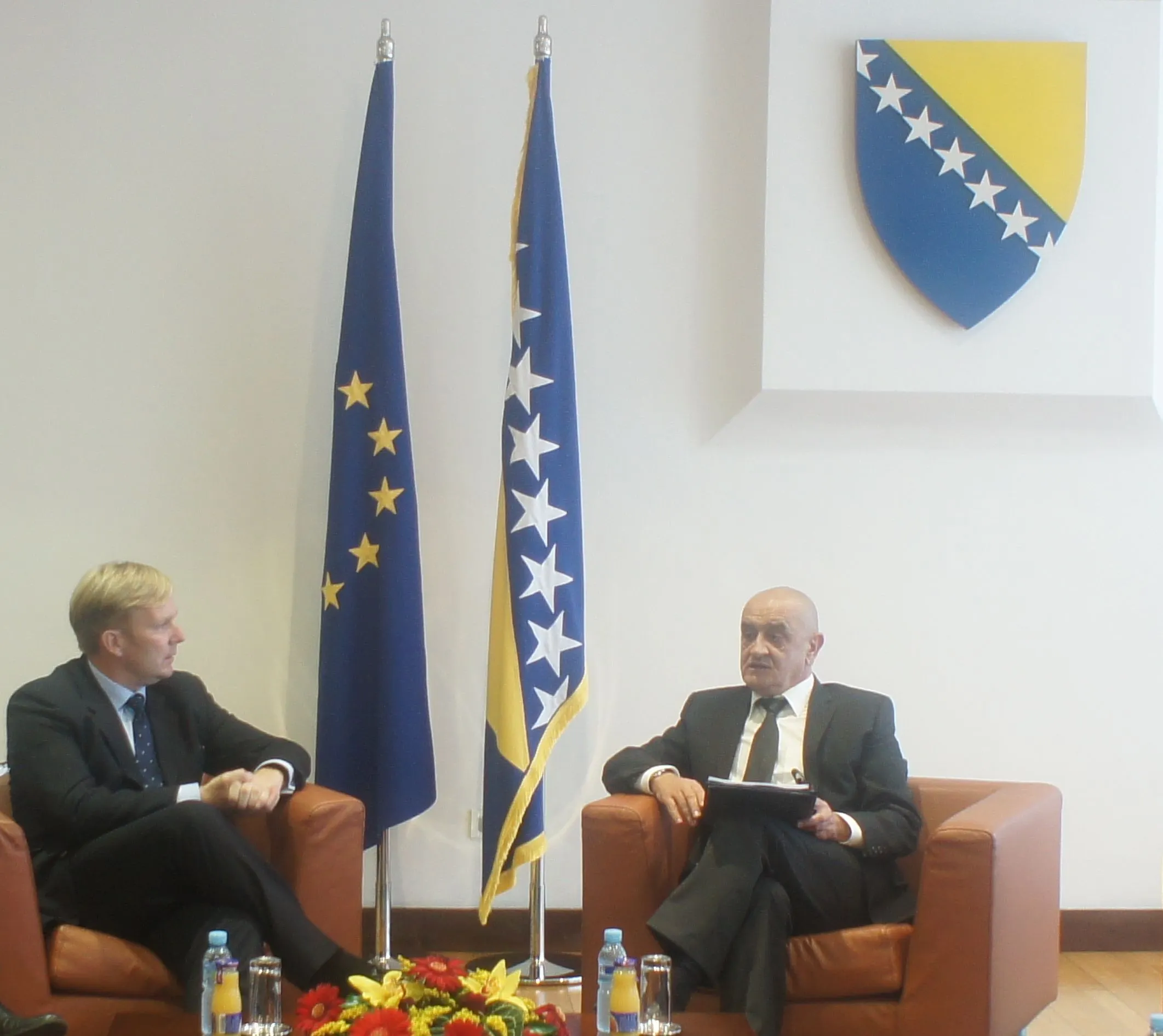 Head of EU Delegation Peter Sorensen Hands over 2012 BIH Progress Report to Chairman Bevanda