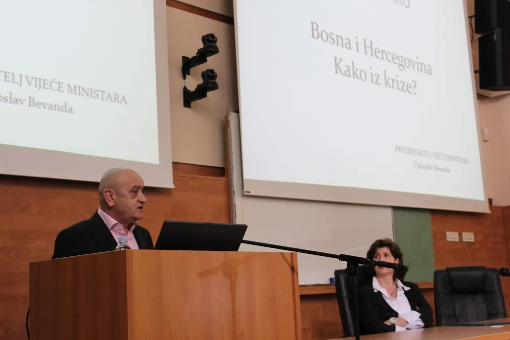 Chairman of Council of Ministers of BIH Vjekoslav Bevanda  Holds Lecture to Students of e Economy of Mostar University