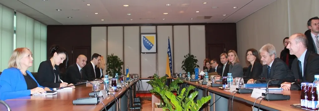 Chairman Bevanda with EU High Representative Mogherini and EC Commissioner Hahn