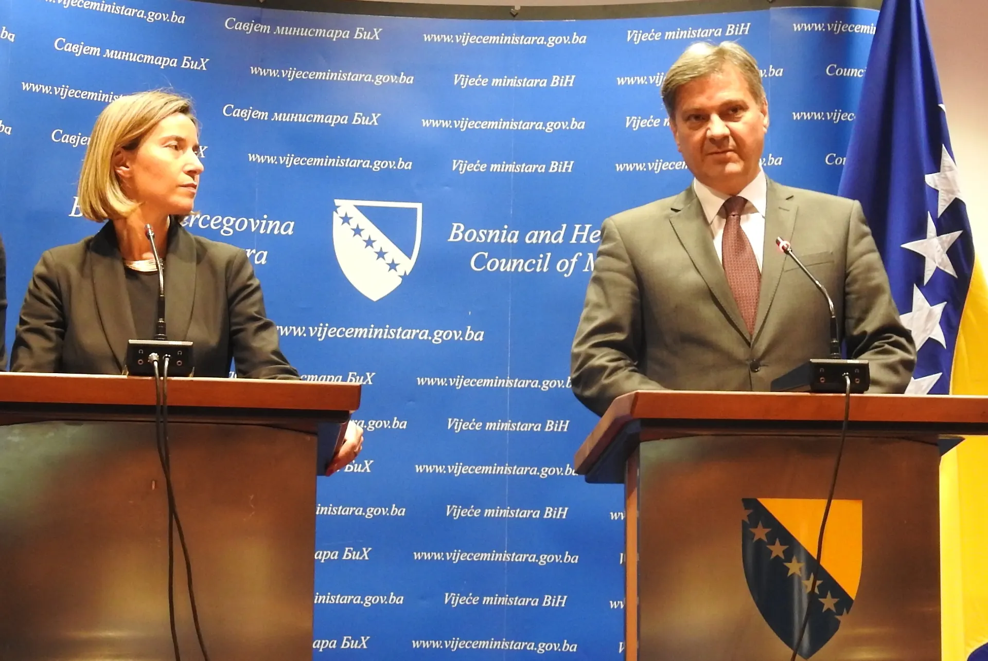 Izjave za medije predsjedatelja Zvizdića i visoke predstavnice EU Mogherini (AUDIO)