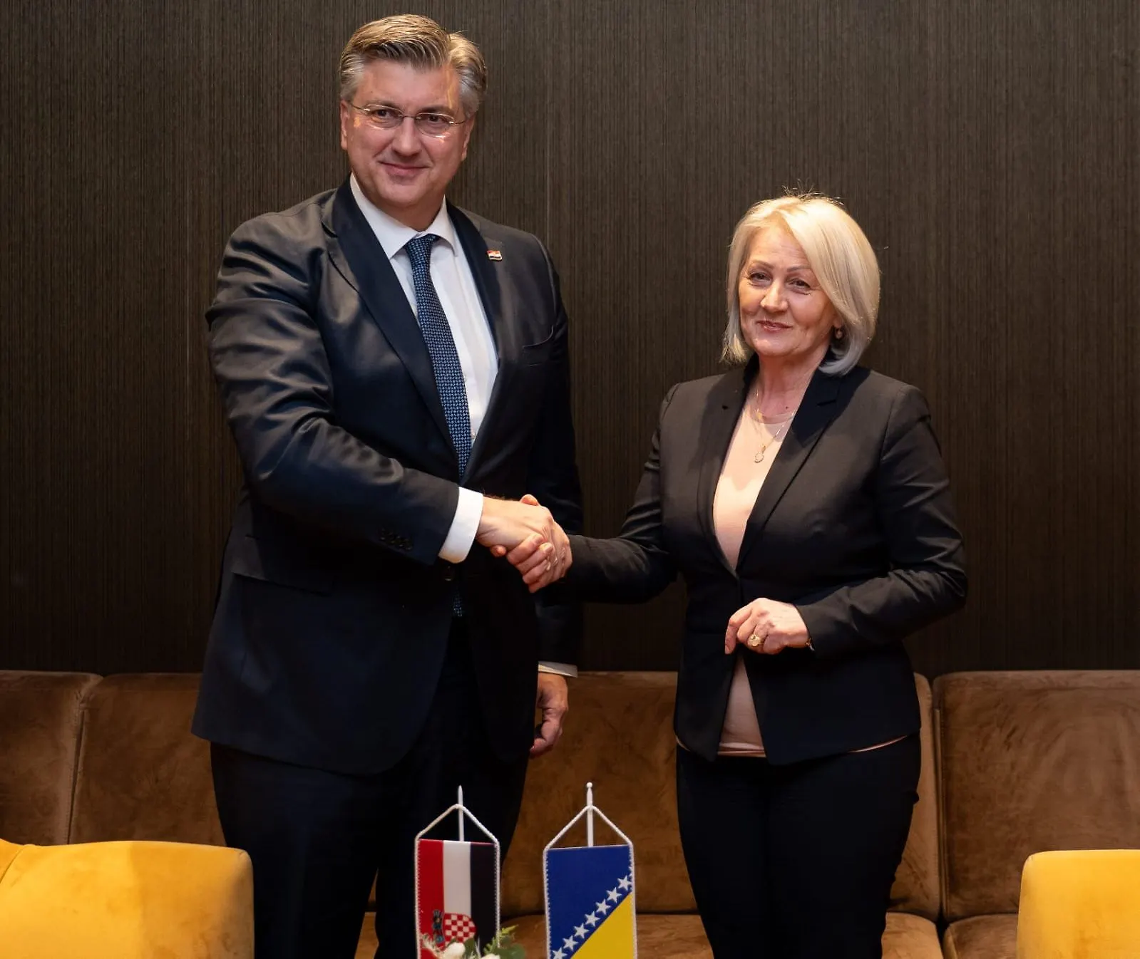 Сусрет предсједавајуће Савјета министара БиХ Борјане Кришто и предсједника Владе Републике Хрватске Андреја Пленковића у Мостару