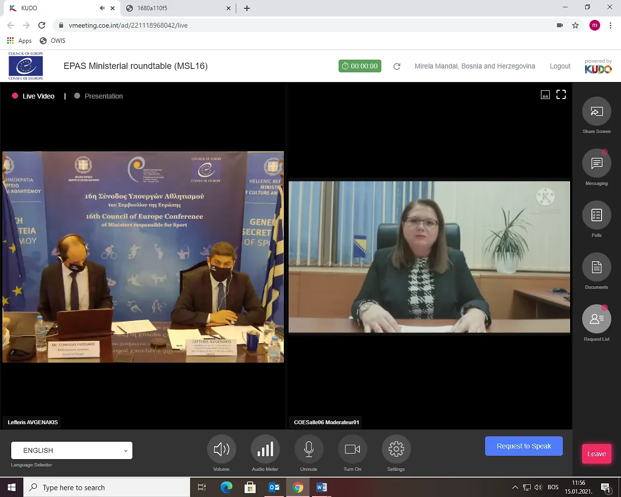 Министарка Гудељевић учествује на Конференцији министара спорта Савјета Европе
