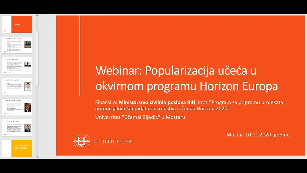 Održan Webinar "Popularizacija učešća u Okvirnom programu Horizon Evropa"