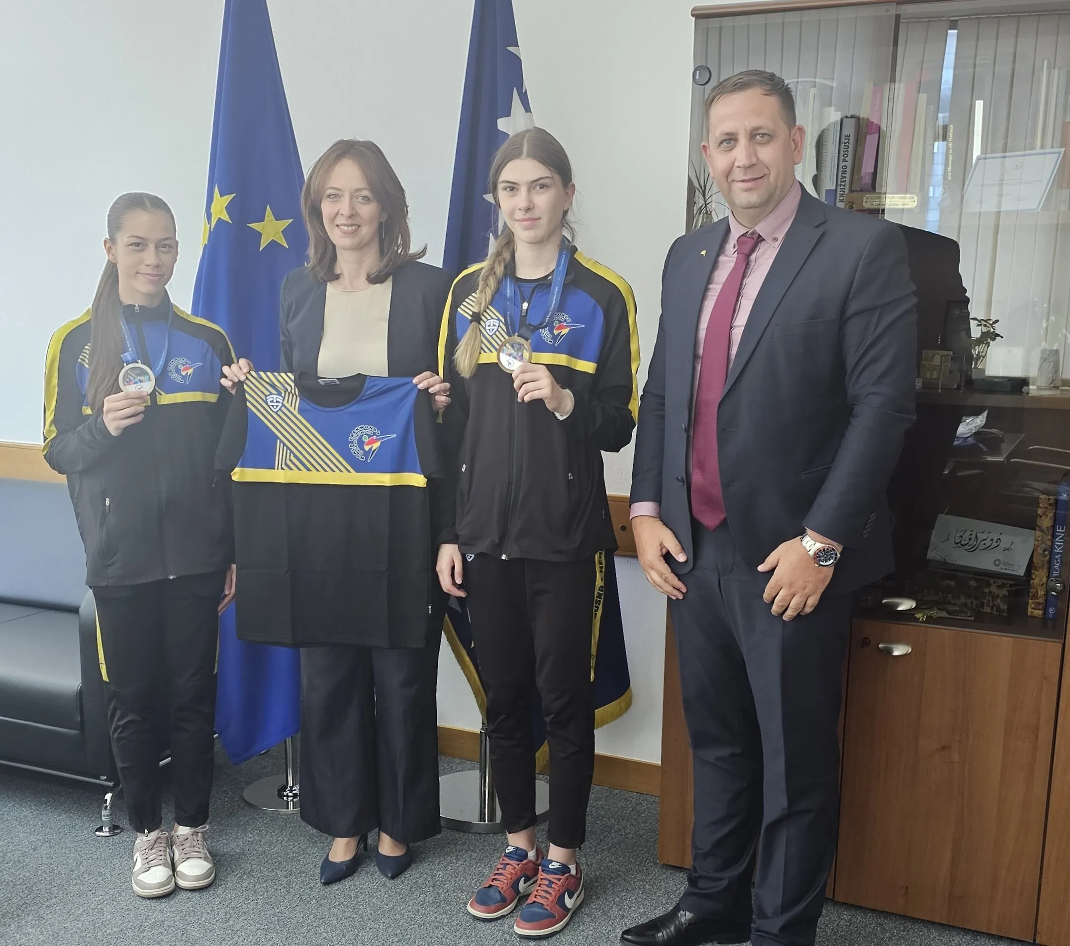 Minister of Civil Affairs of Bosnia and Herzegovina Dubravka Bošnjak congratulated Bosnian Taekwondo athletes on winning three medals at the European Championship