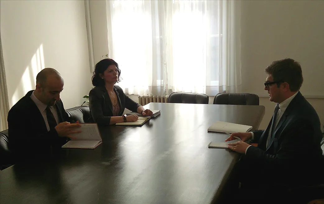 Ministar Boris Tučić na sastanku sa Sanjinom Arifagićem, šefom Jedinice za koordinaciju Strategije JIE 2020 u okviru Vijeća za regionalnu saradnju