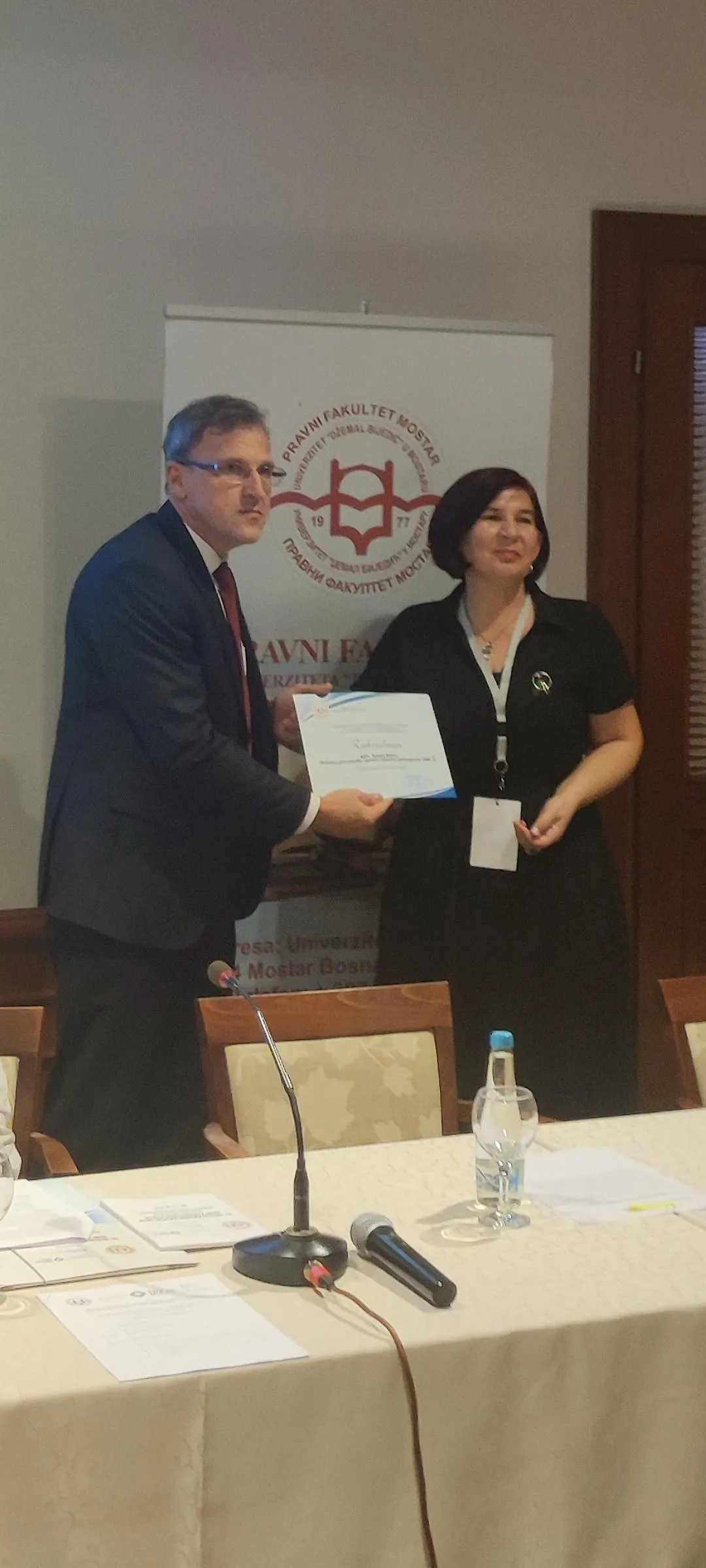 ЗАХВАЛНИЦА ЗА ДОПРИНОС У РАДУ ПРАВНОГ ФАКУЛТЕТА "ДЖЕМАЛ БИЈЕДИЋ" МОСТАР
